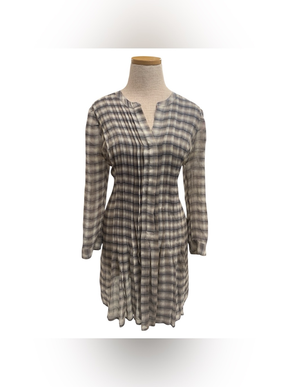 Joie Gray and Cream Plaid Tunic Dress Size S